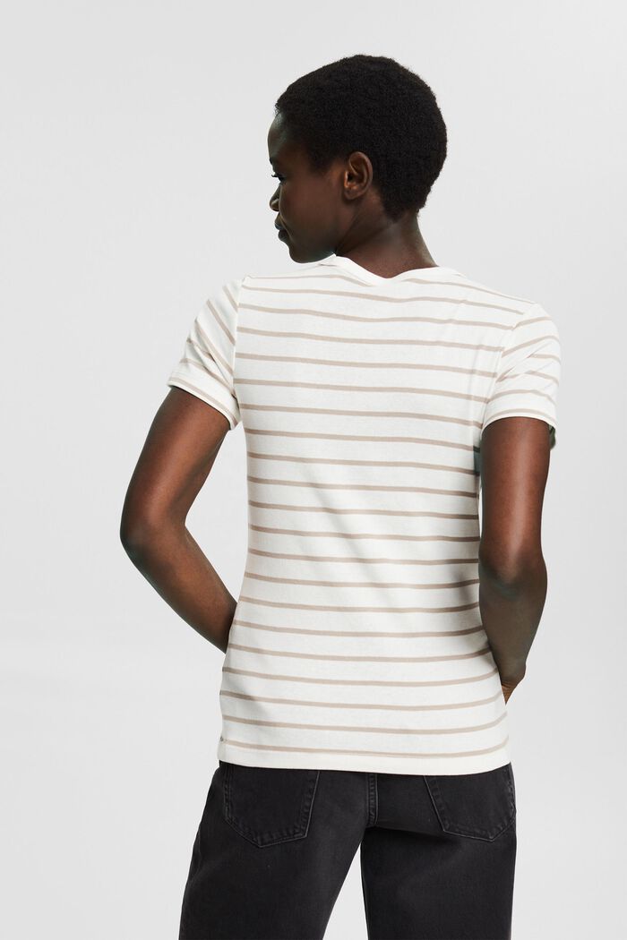 T-shirt med striber, 100% økologisk bomuld, OFF WHITE, detail image number 3