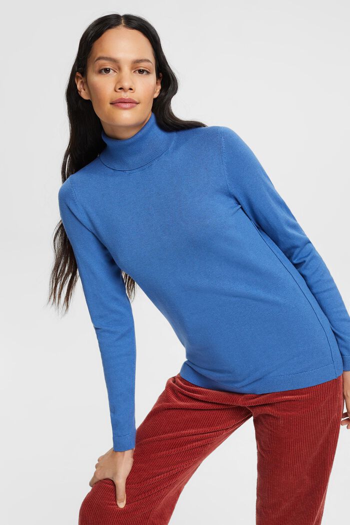 Sweater med rullekrave, BLUE, detail image number 2