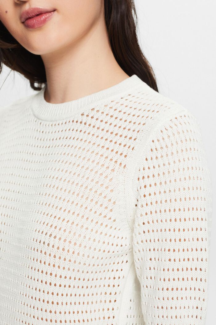 Kortærmet sweater i mesh, OFF WHITE, detail image number 3