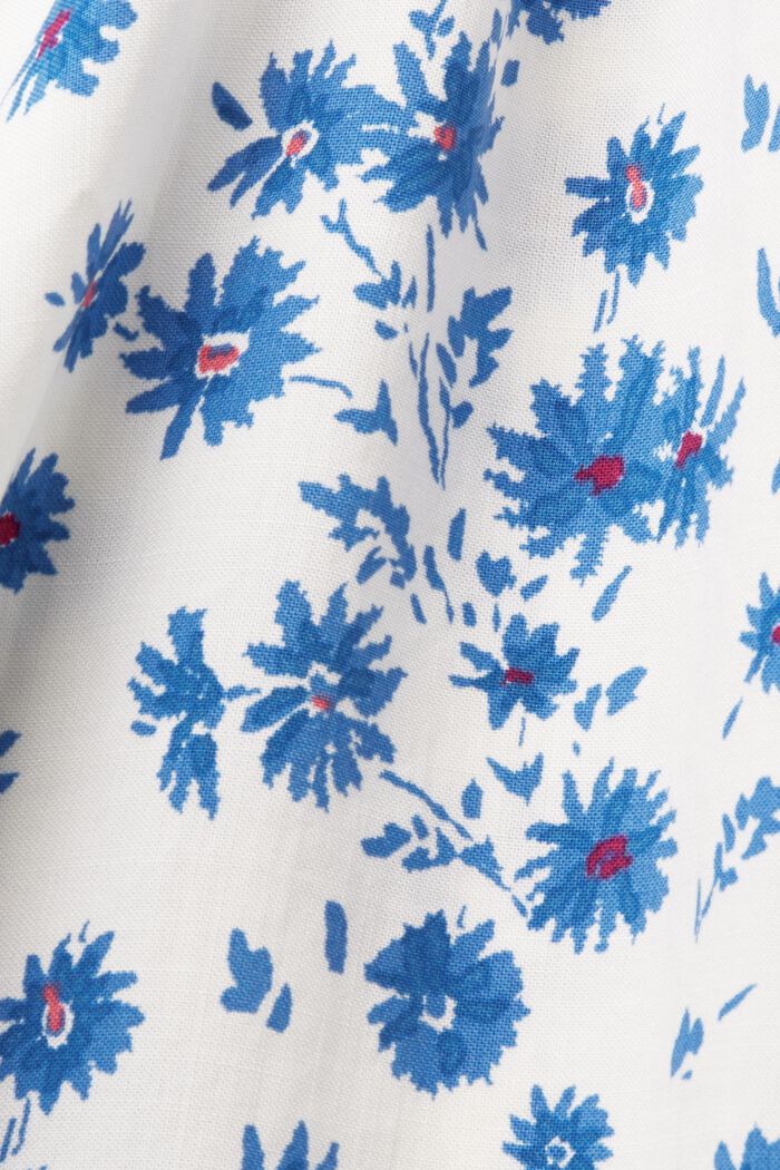 Bluse med elastisk krave og print, OFF WHITE, detail image number 6