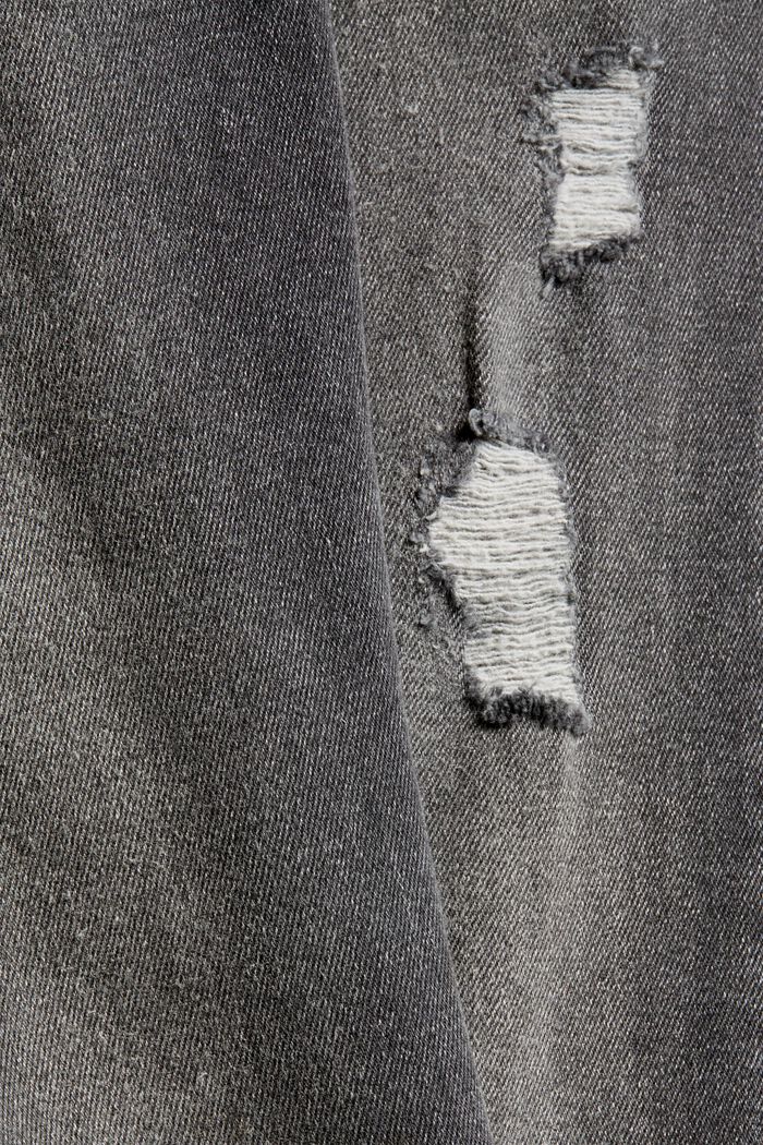 Cropped, used stretch-jeans, økologisk bomuld, BLACK DARK WASHED, detail image number 4