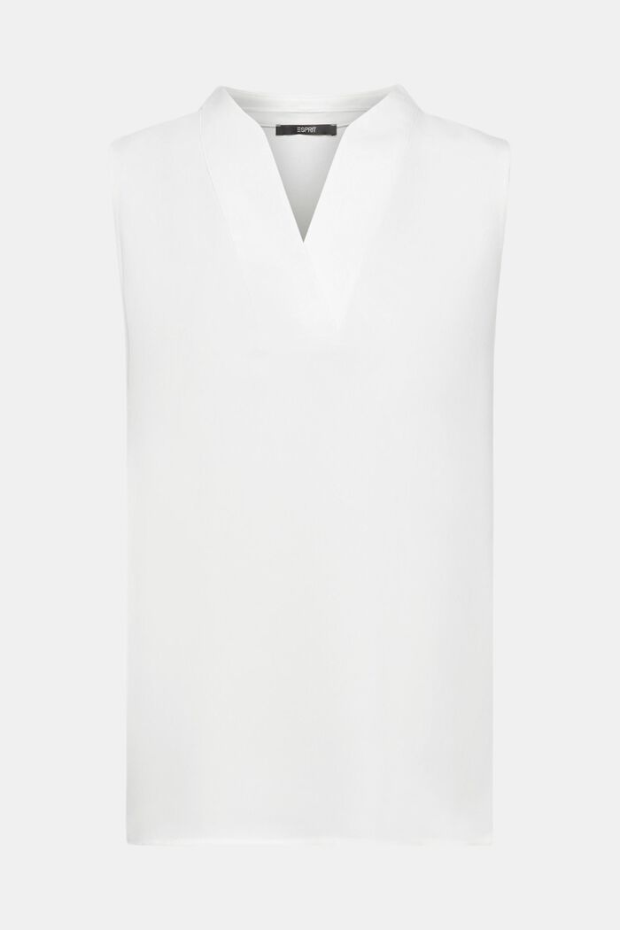 Ærmeløs bluse med V-hals, OFF WHITE, detail image number 6