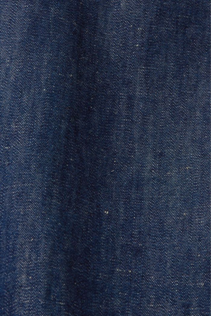 Kortærmet skjorte i denim-look, BLUE BLACK, detail image number 7