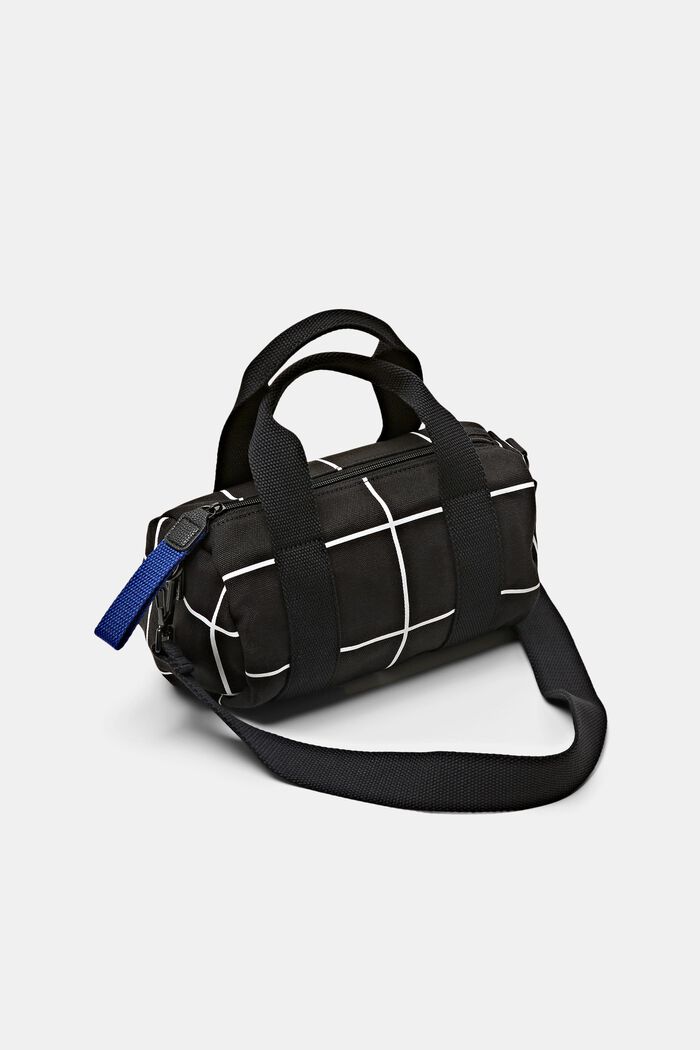 Duffle-taske med logo og gittertryk, BLACK, detail image number 3