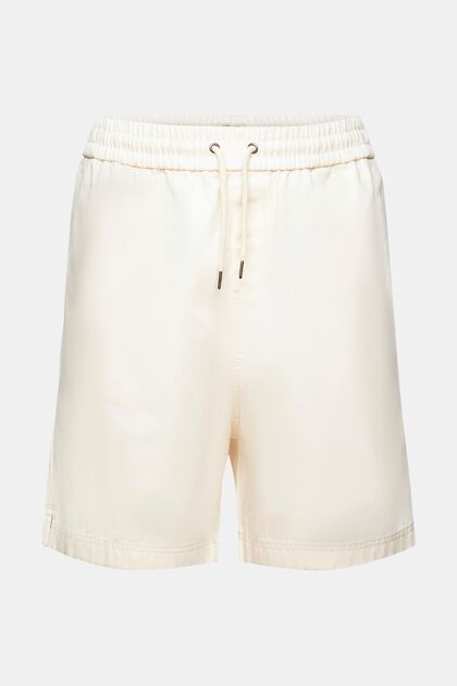 Shorts i ren bomuld med print bagpå, CREAM BEIGE, overview