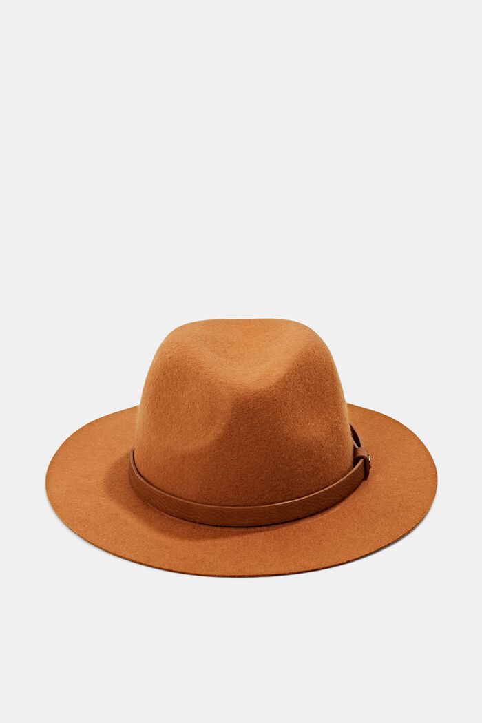 I uld: Hat med bånd i læderlook