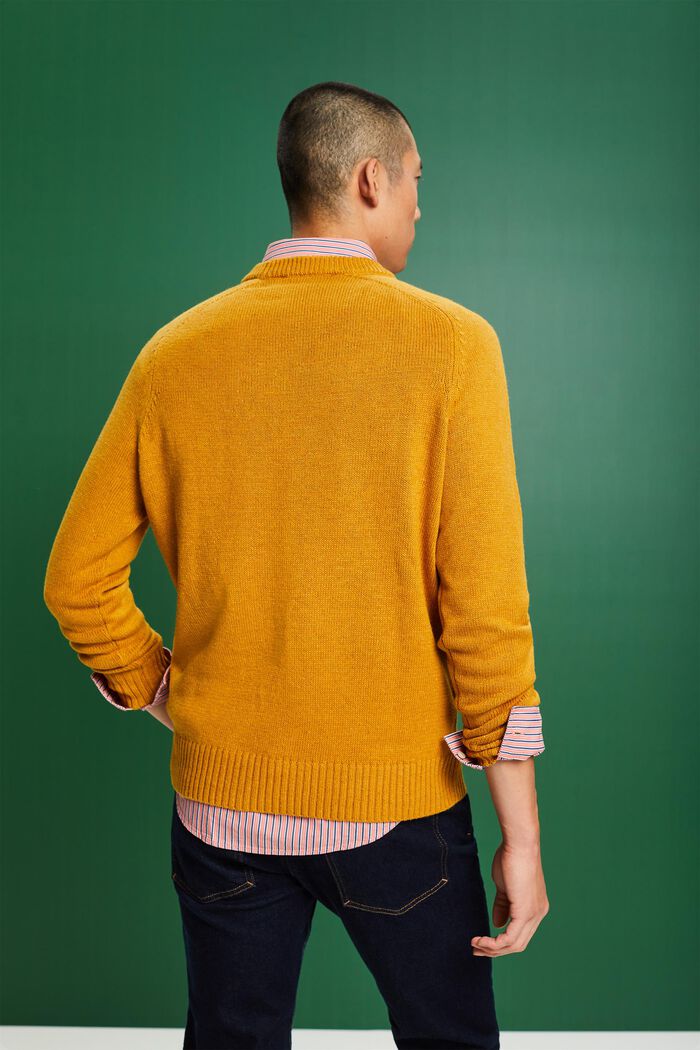 Nopret sweater med rund hals, AMBER YELLOW, detail image number 3