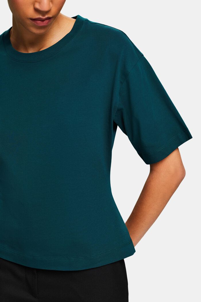 Taljeret T-shirt med rund hals, DARK TEAL GREEN, detail image number 2