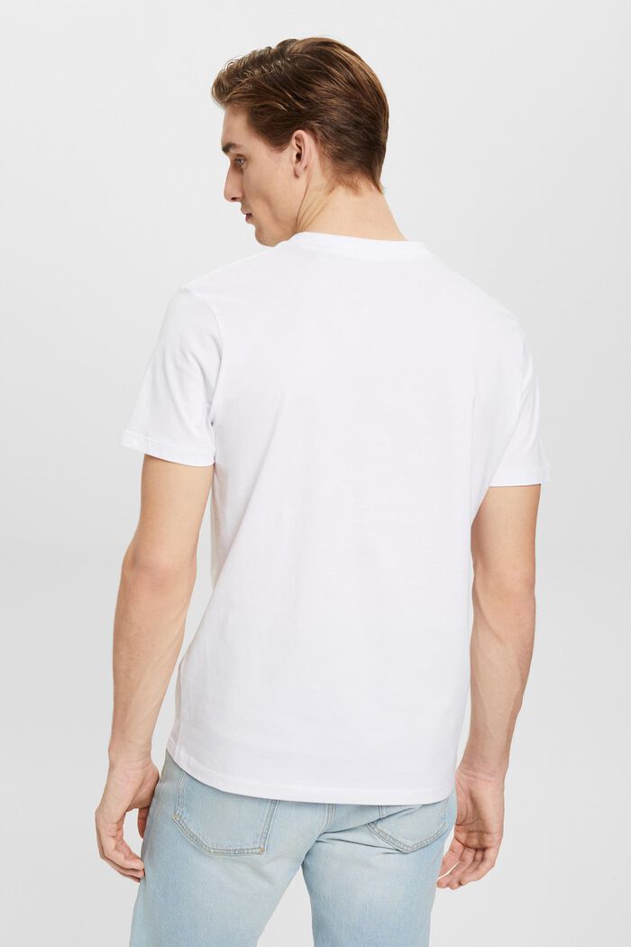 Slim fit bomulds-T-shirt med V-hals, WHITE, detail image number 3
