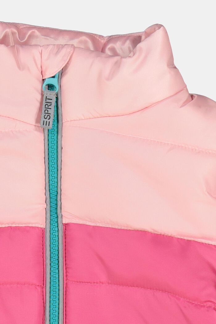 Quiltet color block-jakke med fleecefor, LIGHT PINK, detail image number 2