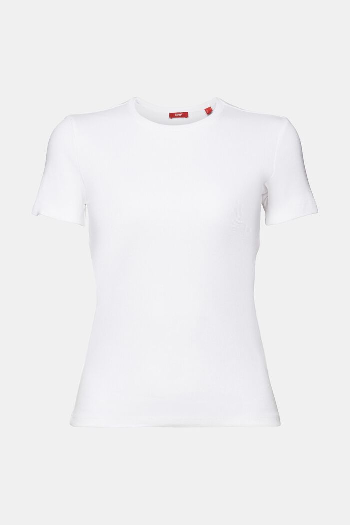 T-shirt i bomuldsjersey med rund hals, WHITE, detail image number 8