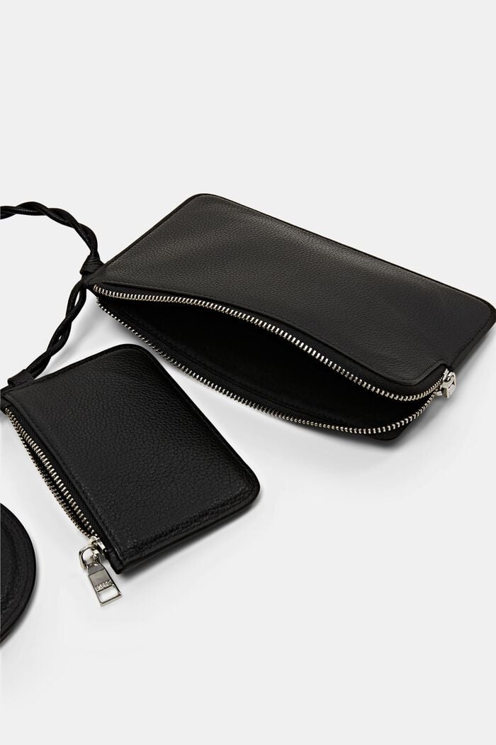 Multi pouch-pung i læder, BLACK, detail image number 3