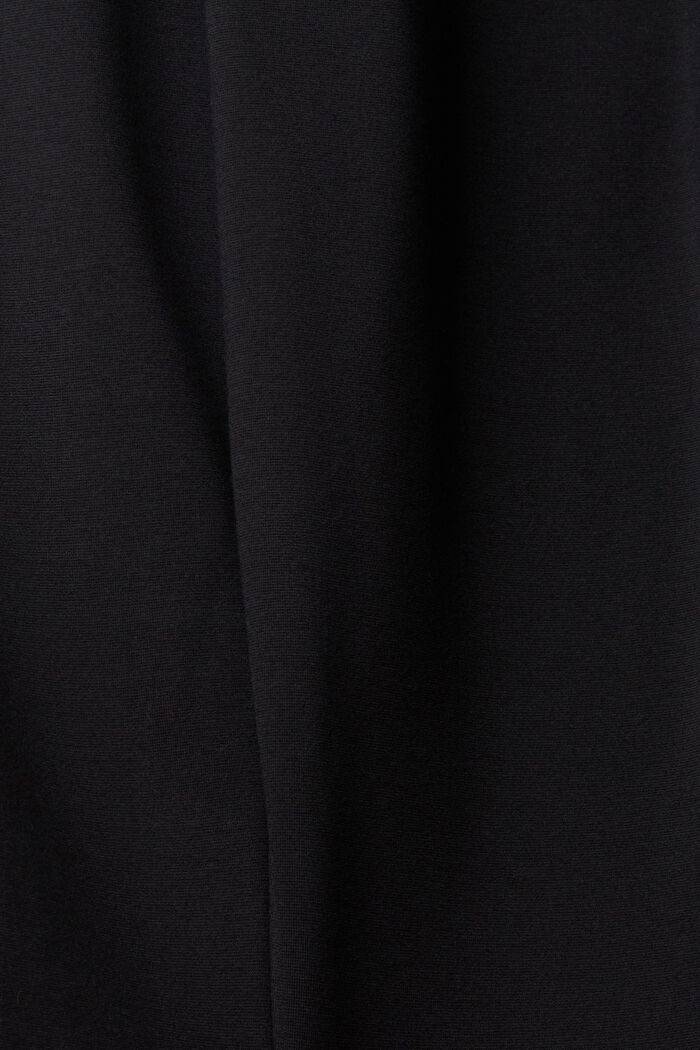 Jerseybukser med høj talje og kant i kunstlæder, BLACK, detail image number 6