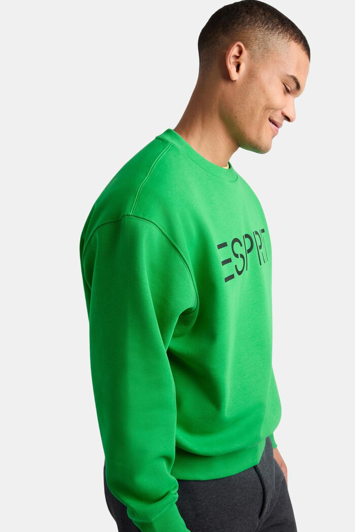 Unisex sweatshirt i bomuldsfleece med logo, GREEN, detail image number 2