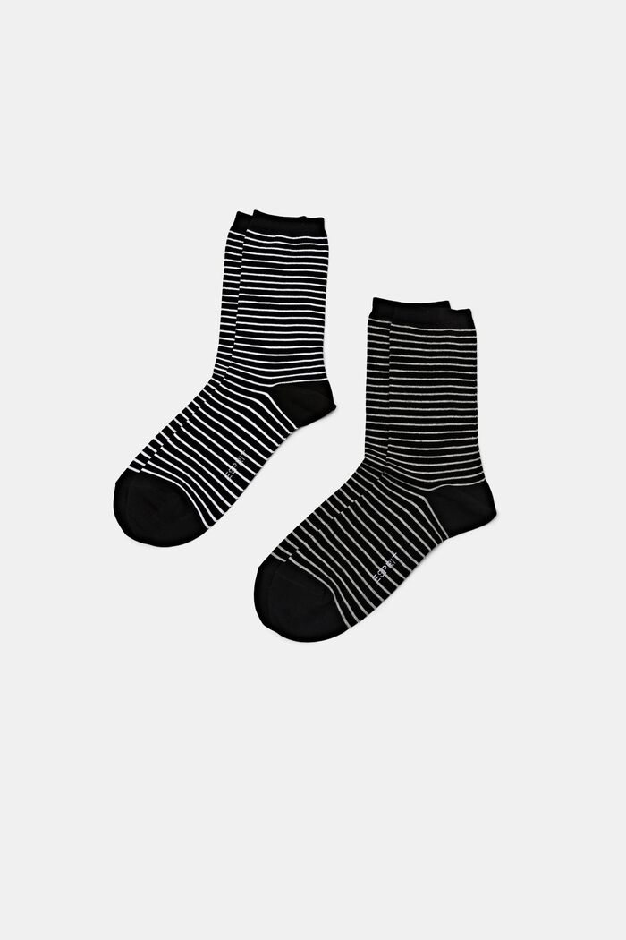 2-pak stribede sokker i chunky strik, BLACK, detail image number 0