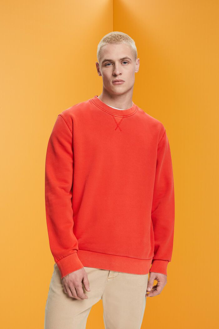 Ensfarvet sweatshirt i regular fit, RED, detail image number 0