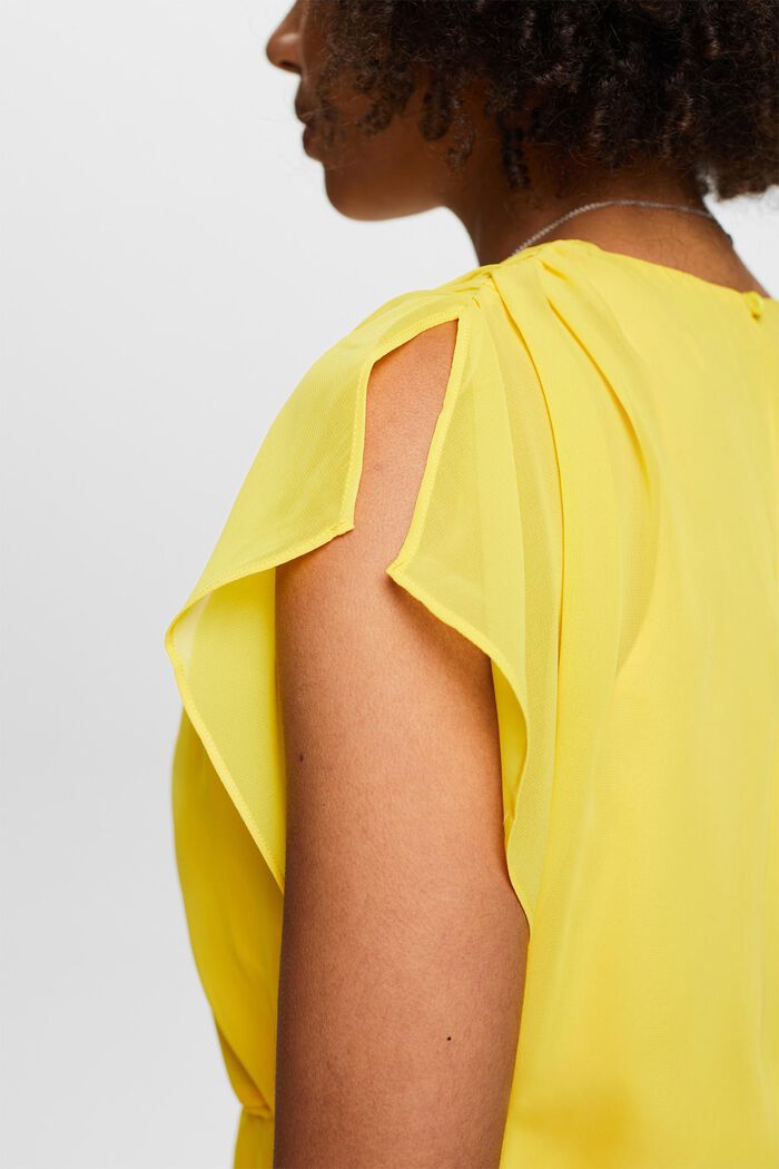 Chiffonbluse med snøre, YELLOW, detail image number 2