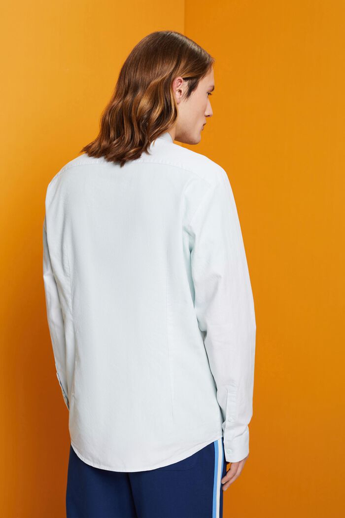 Slim fit-skjorte med båndkrave, LIGHT AQUA GREEN, detail image number 3