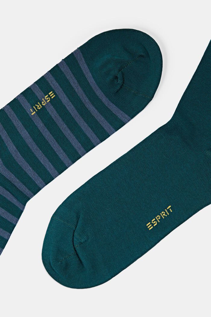 Pakke med 2 par sokker i groft strik, PETROL, detail image number 1