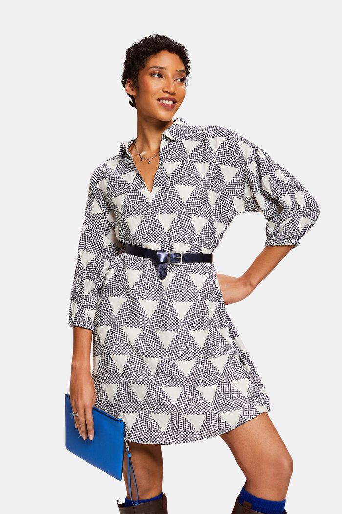 Mønstret kjole, LENZING™ ECOVERO™, DARK BLUE, detail image number 0