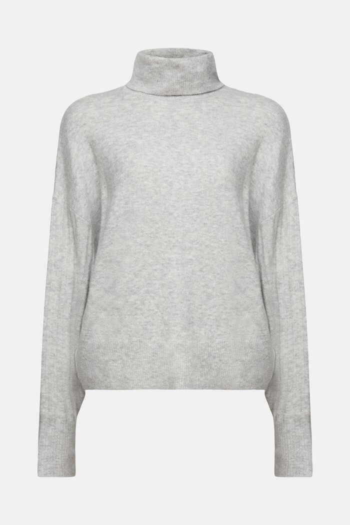 Rullekravesweater i uldmiks, LIGHT GREY, detail image number 6