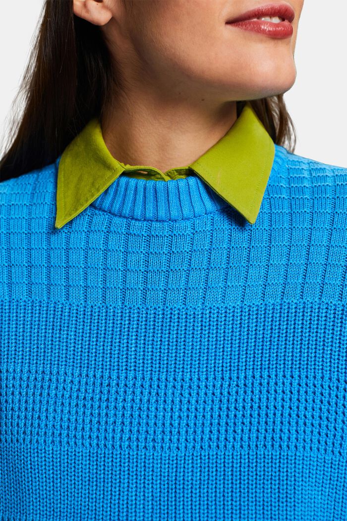 Sweater med struktur og rund hals, BLUE, detail image number 3