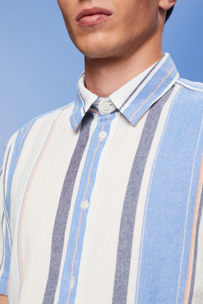 Kortærmet skjorte med striber, 100% bomuld, BRIGHT BLUE, detail image number 2