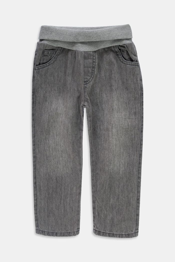 Jeans med riblinning, 100% økologisk bomuld, GREY MEDIUM WASHED, detail image number 0