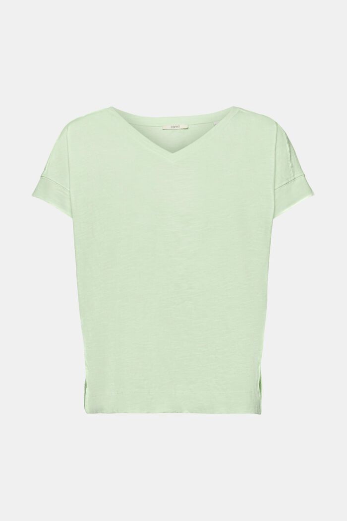 Bomulds-T-shirt med V-hals, CITRUS GREEN, detail image number 5