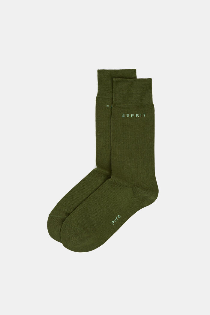 2-pak sokker, økologisk bomuld, OLIVE, detail image number 0