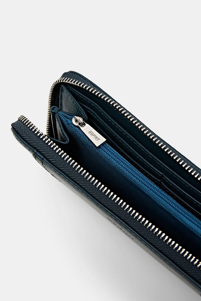 Stor zip around-pung i kunstlæder, TEAL GREEN, detail image number 2
