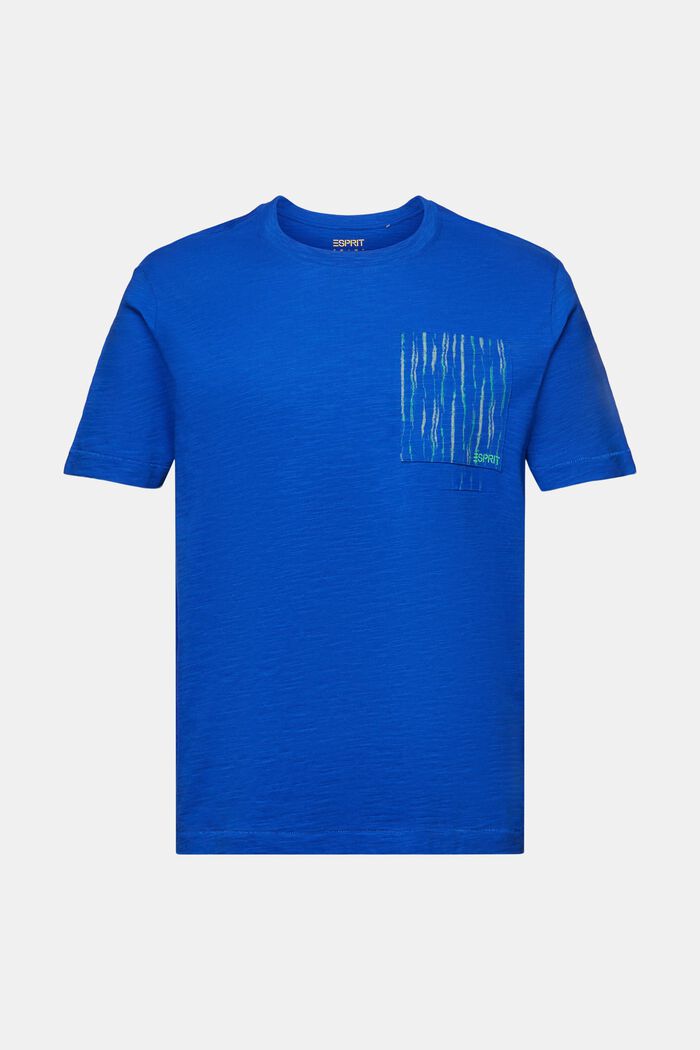 T-shirt i bomuldsslub med lomme og logo, BRIGHT BLUE, detail image number 5