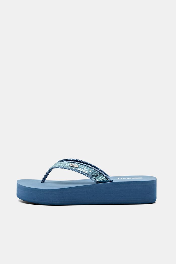 Slippers med platformsål og tårem, BLUE, detail image number 0