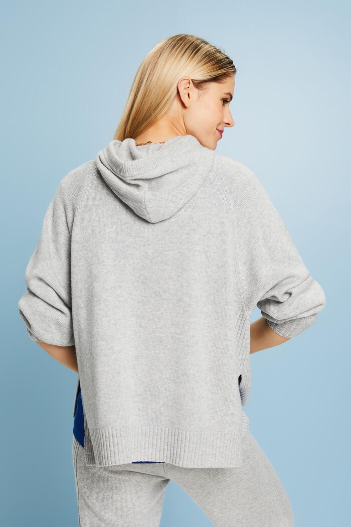 Sweater i uldmiks med hætte, LIGHT GREY, detail image number 3