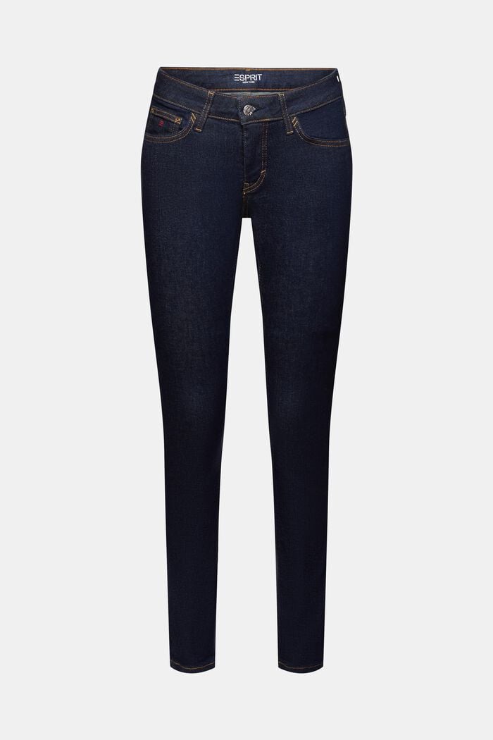Genanvendt: skinny jeans med mellemhøj talje, BLUE RINSE, detail image number 7