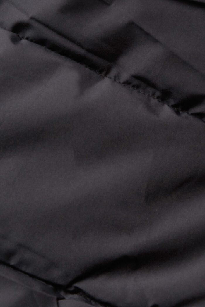 Quiltet frakke med detaljer i ribstrik, BLACK, detail image number 4