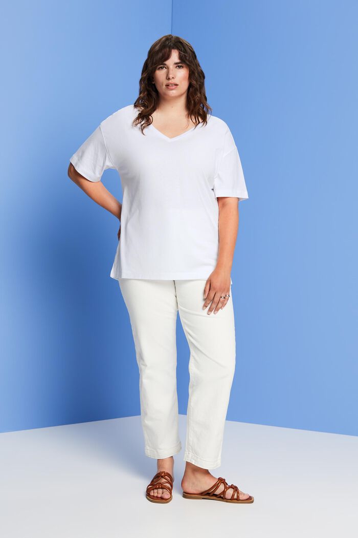 CURVY T-shirt med V-hals, TENCEL™, WHITE, detail image number 4