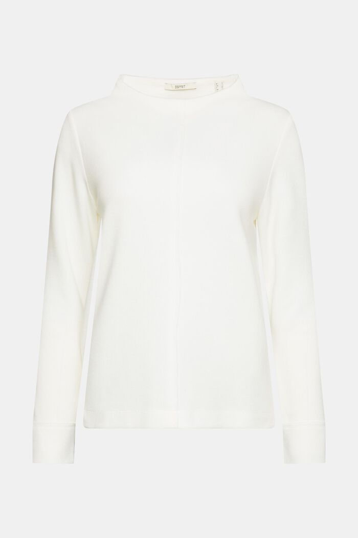 Sweatshirt med standkrave, bomuldsmiks, OFF WHITE, detail image number 2