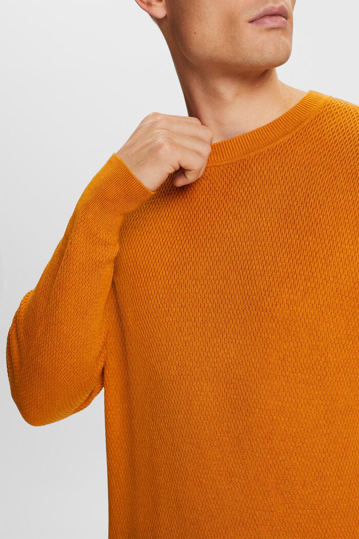 Sweater i struktureret strik med rund hals, HONEY YELLOW, detail image number 1