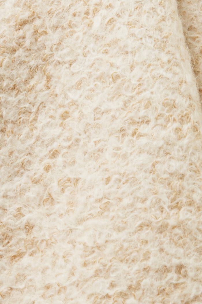 Frakke i krøllet uldmiks med hætte, SAND, detail image number 6
