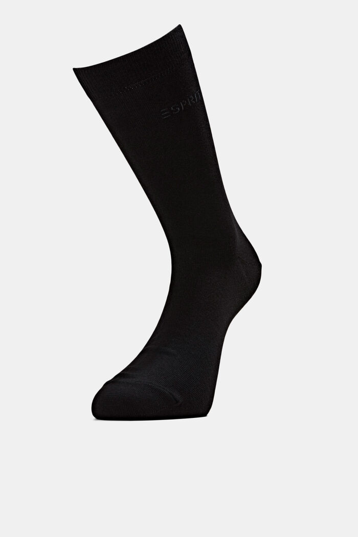 Pakke med 2 par sokker m. striklogo, øko bomuld, BLACK, detail image number 0