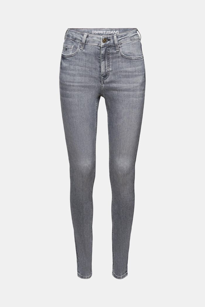 Skinny jeans med høj talje, GREY MEDIUM WASHED, detail image number 7