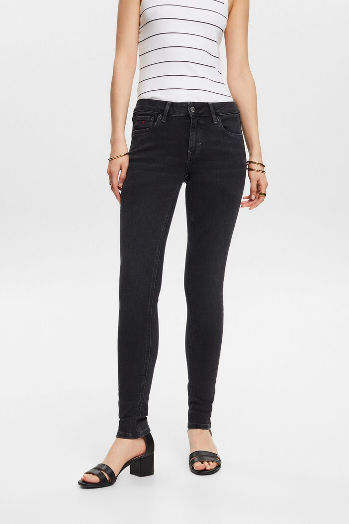 Skinny jeans med mellemhøj talje, BLACK RINSE, detail image number 0