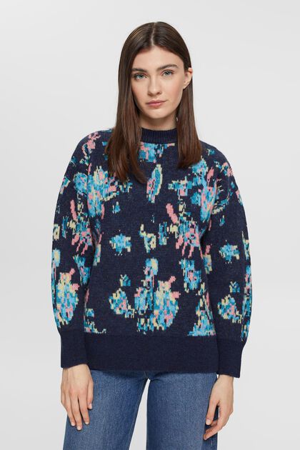 Pullover med jacquard-mønster, uldmiks