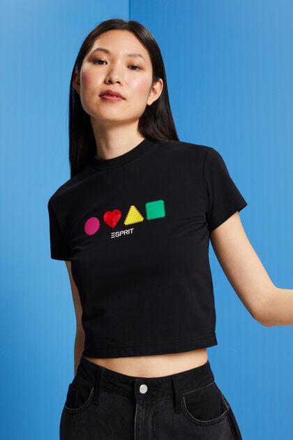 T-shirt i økologisk bomuld med geometrisk print