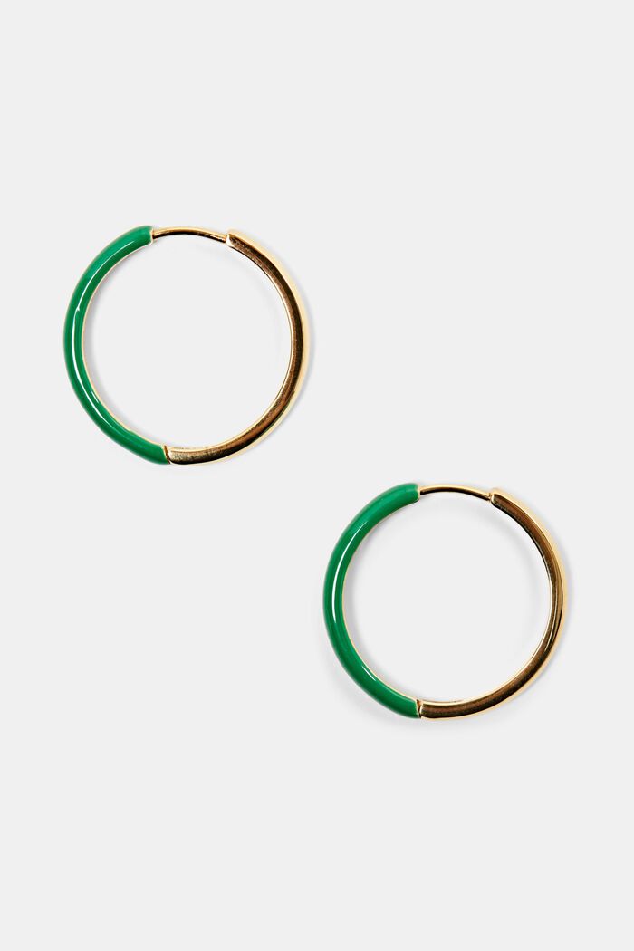 Tofarvet mini hoop-ørering, GREEN, detail image number 0