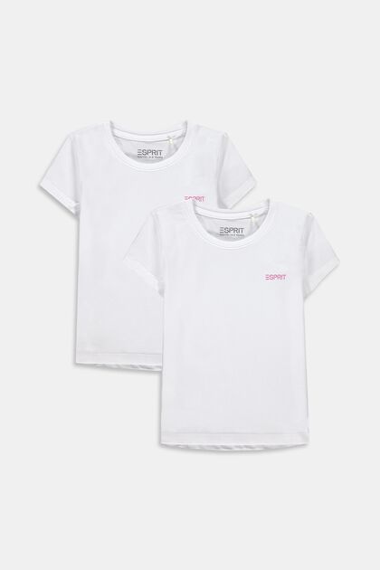 Pakke med 2 T-shirts af bomuldsstretch, WHITE, overview
