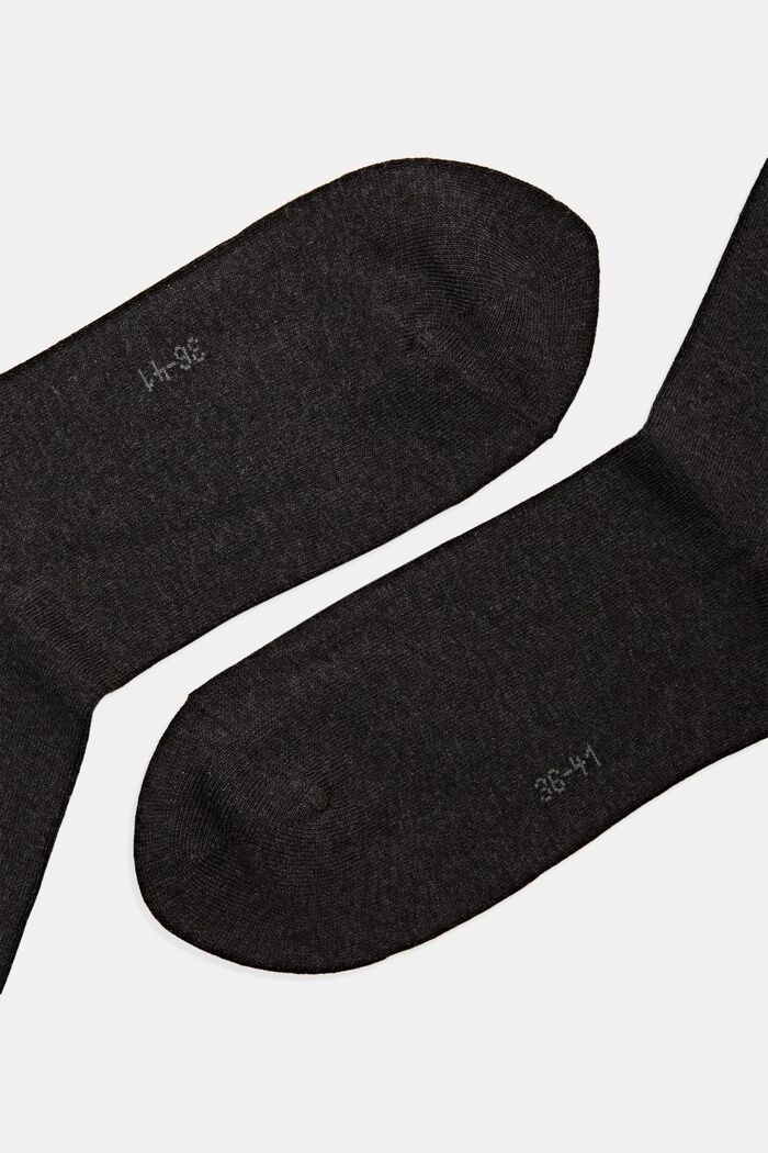 Pakke med 5 par ensfarvede sokker, økologisk bomuld, ANTHRACITE MELANGE, detail image number 1