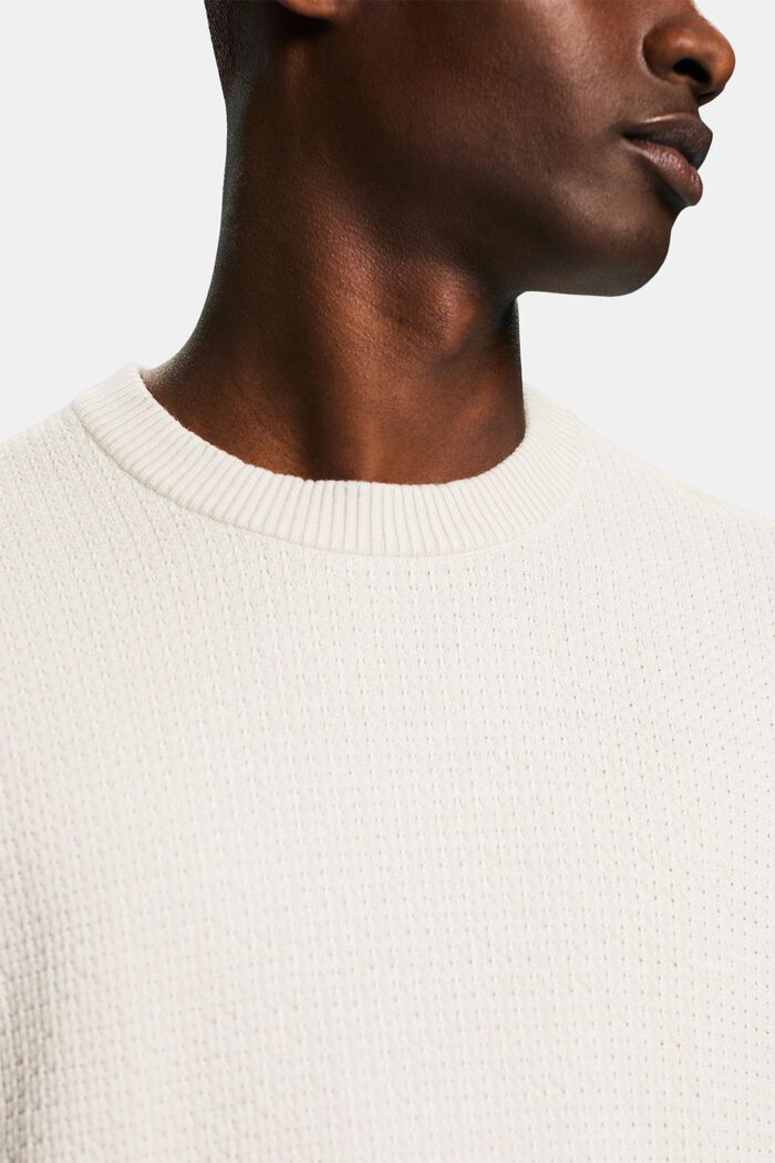 Sweater med struktur og rund hals, OFF WHITE, detail image number 3