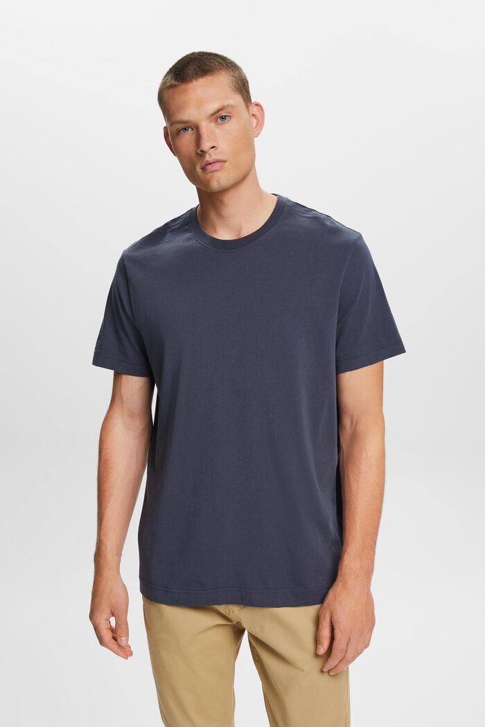 Jersey-T-shirt med rund hals, 100 % bomuld, PETROL BLUE, detail image number 0